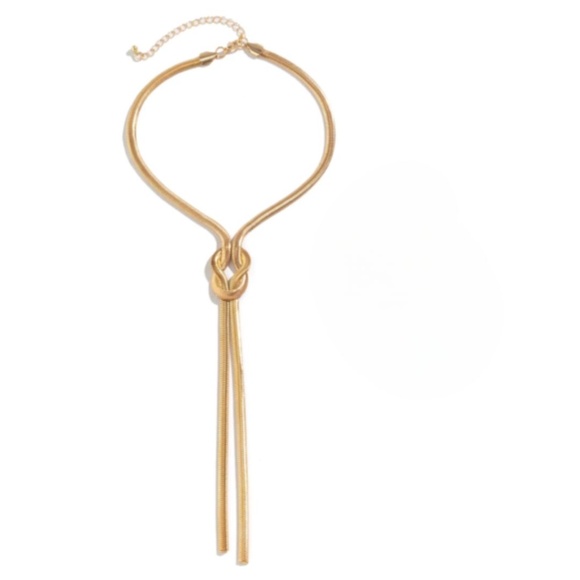 Elegant Gold-Tone Y-Knot Tassel Necklace New - Picture 3 of 4